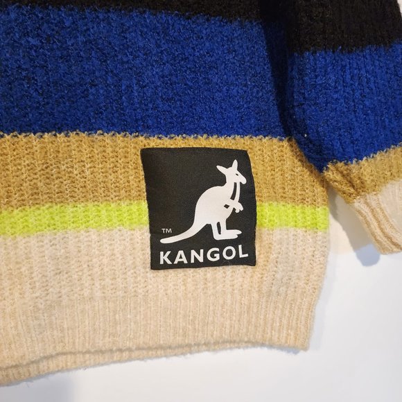 Kangol + H&M Striped Logo Sweater Jumper Oversized Long Sleeve Winter sz XS - Picture 4 of 10